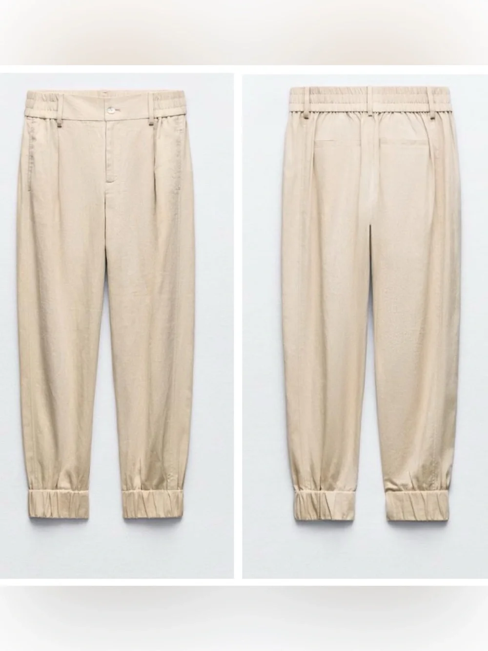 🔸NWT🔸 Zara Linen Blend Jogger Pants in Sand - XS